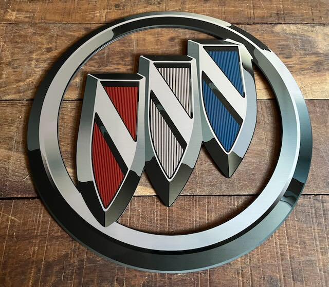 BUICK  logo reclamebord  -  brushed aluminium 40cm - 3mm dik, Ophalen of Verzenden, Auto's