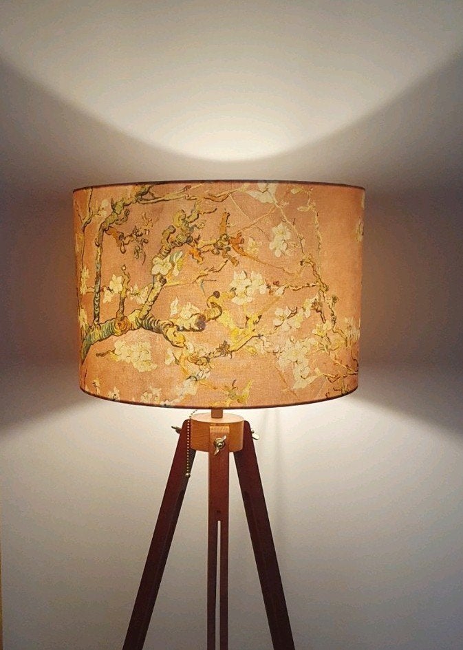 Nieuwe handgemaakte lampenkap Amandelbloesem, 40x25 cm, Rond, Nieuw, 40 cm, 25 cm