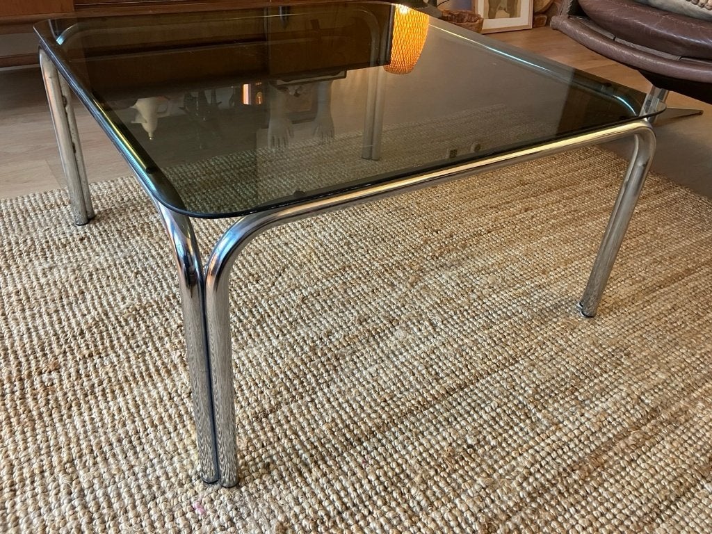 Vintage Salontafel Buizenframe in Chroom, Ophalen, Gebruikt, 50 tot 100 cm, Mid century modern