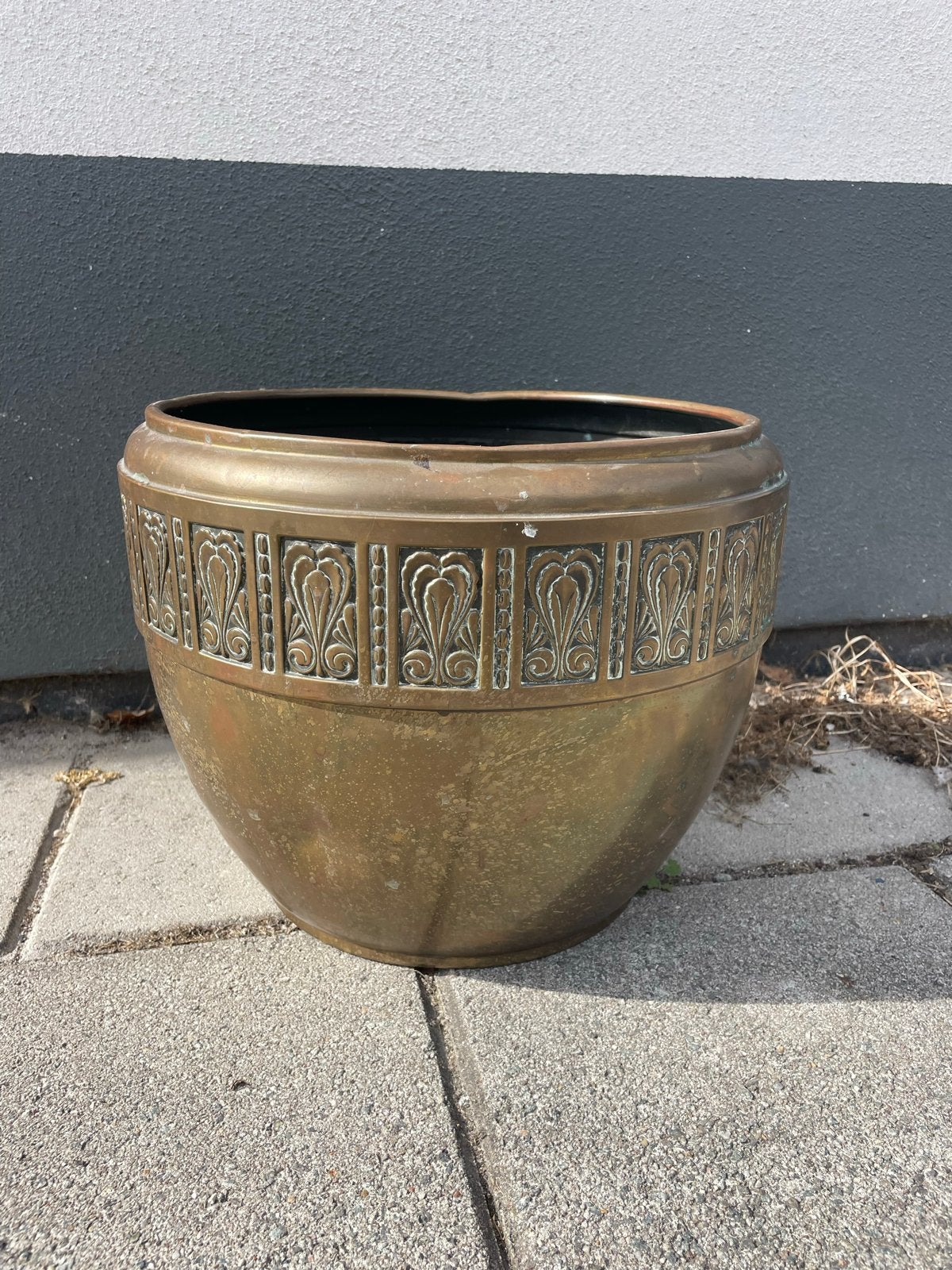 Decoratieve Koperen Bloempot met Patroon, Antiek en Kunst, Ophalen of Verzenden, Koper