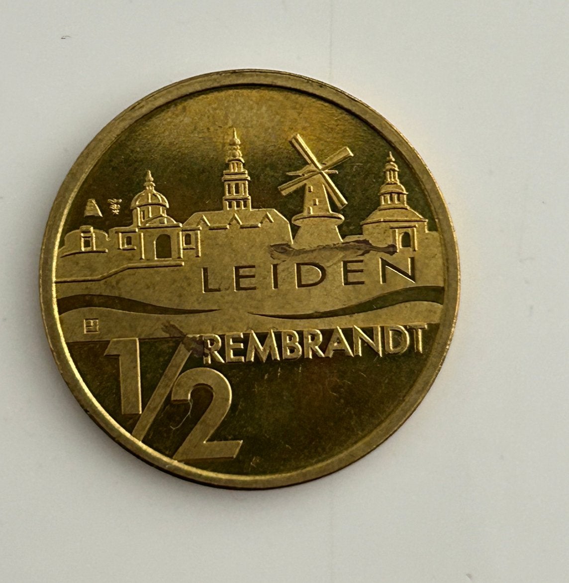 Penning Leiden ½Rembrandt 400ste verjaardagRembrandt vanRijn, Ophalen of Verzenden, Losse munt