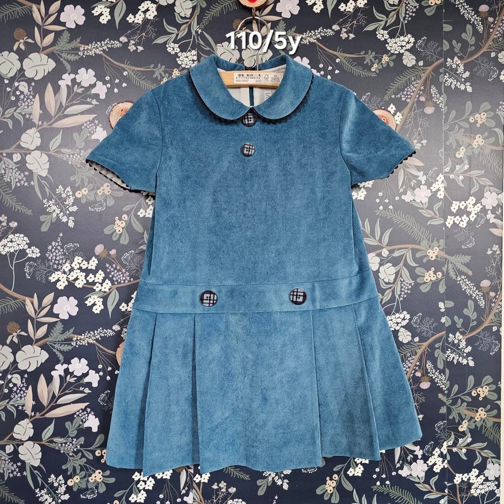 Vintage stijl ribfluwelen jurk maat 110, Ophalen of Verzenden, Gebruikt, Meisje, Jurk of Rok