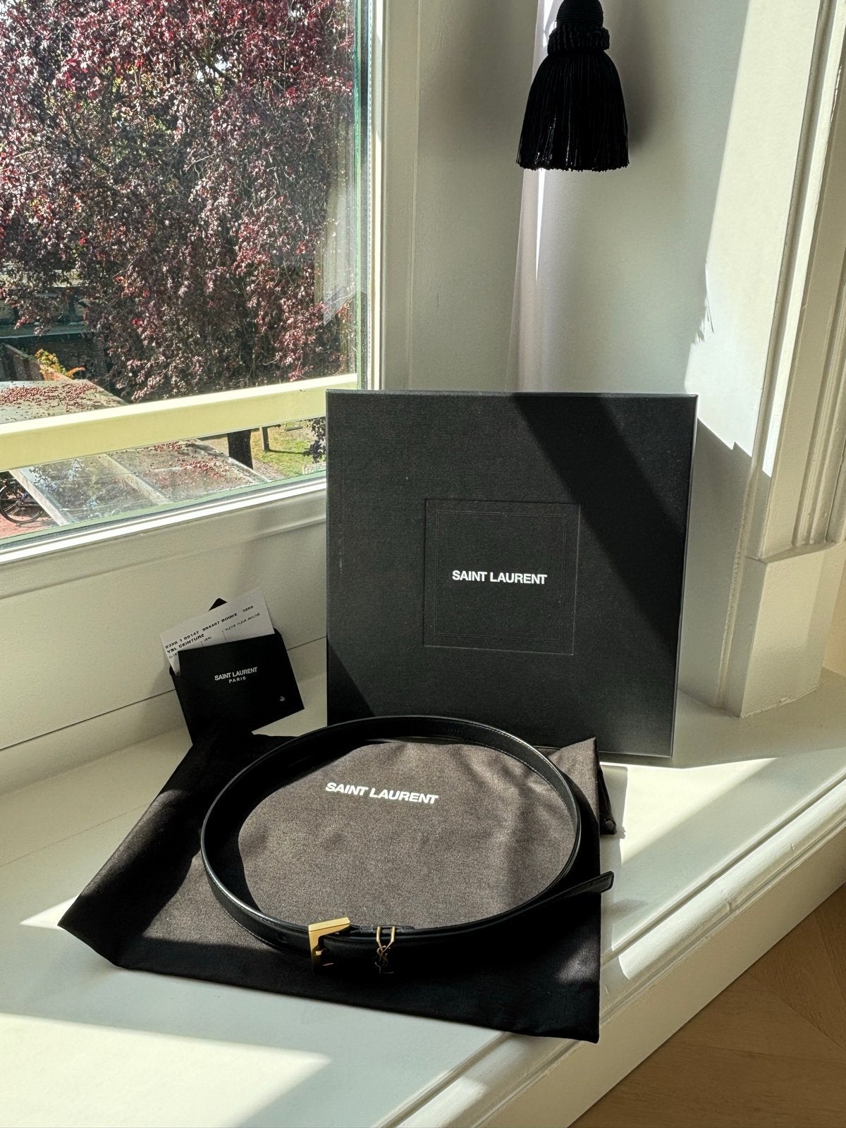 Saint Laurent YSL Riem Zwart - Zo goed als nieuw, Kleding | Dames, Riemen en Ceinturen, Minder dan 3 cm, Minder dan 80 cm, Heupriem