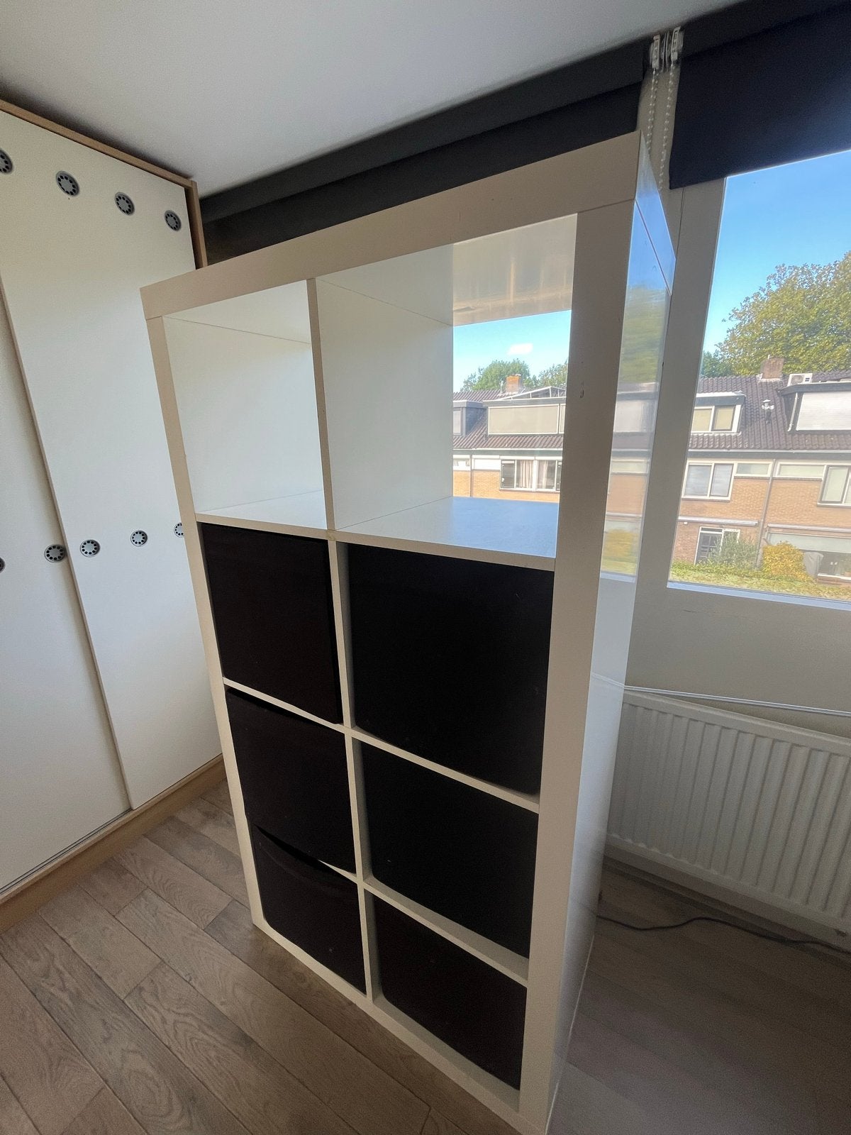 Kallax kast met 6 zwarte bakken - 150x49x40 cm, Ophalen, Gebruikt