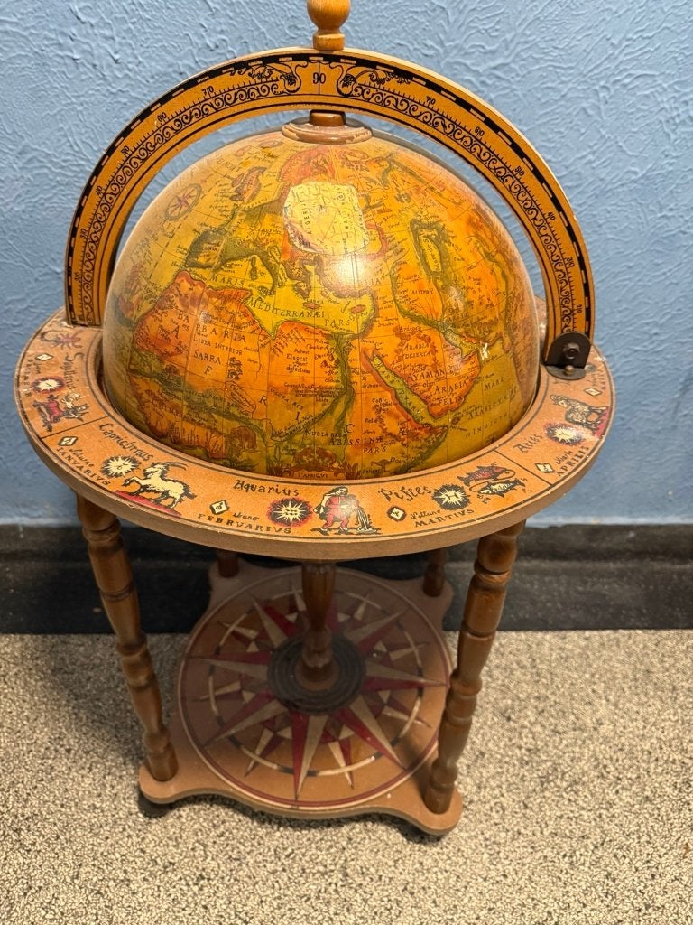 Antieke Globe Bar Wereldbol Drankkast op Houten Standaard, Ophalen