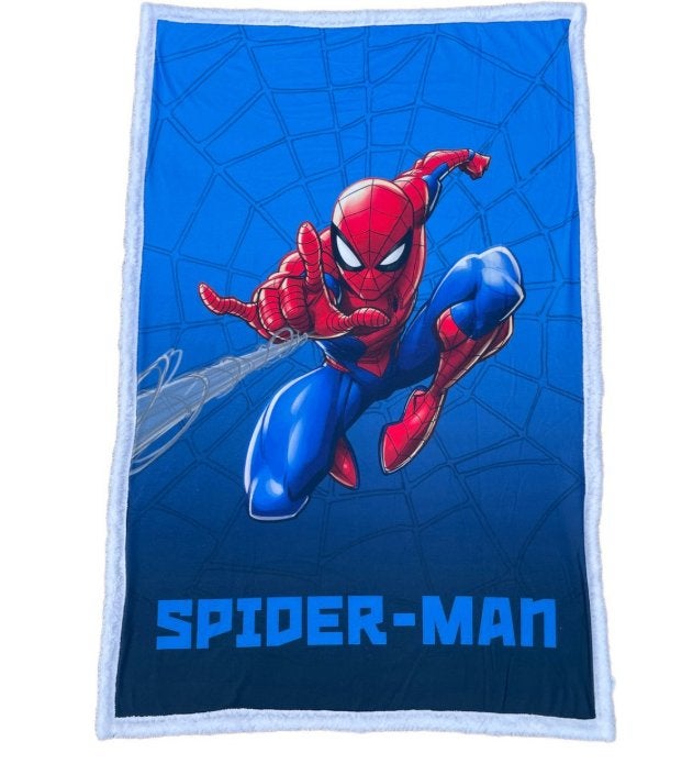 Spiderman Fleece Deken Sherpa - 100x150 - Marvel - Extra Dik, Blauw, Nieuw, Ophalen of Verzenden, Spiderman