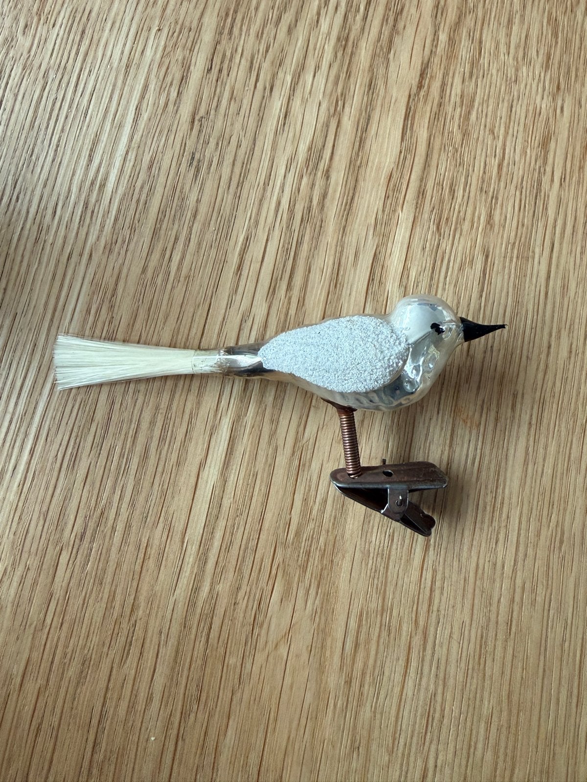 Vintage kerstbal vogel  op knijper, Ophalen of Verzenden