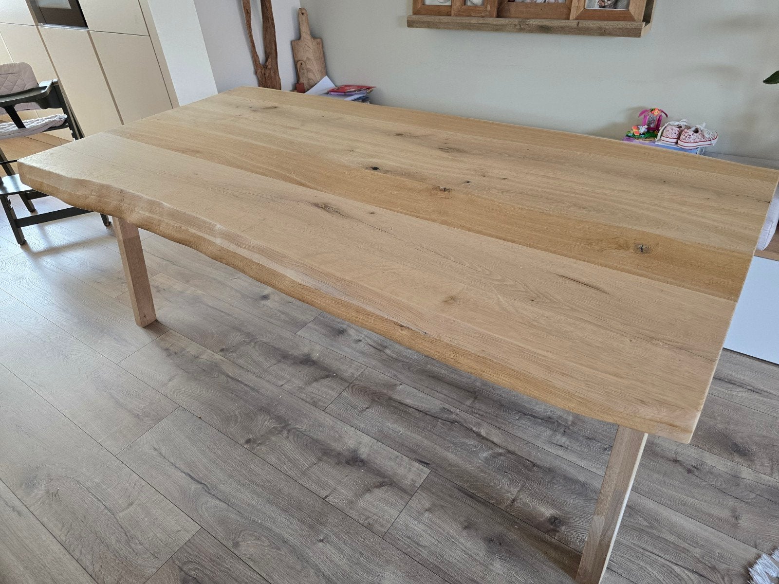 massief eiken houten eettafel, Ophalen, 75 m² of meer, Parket