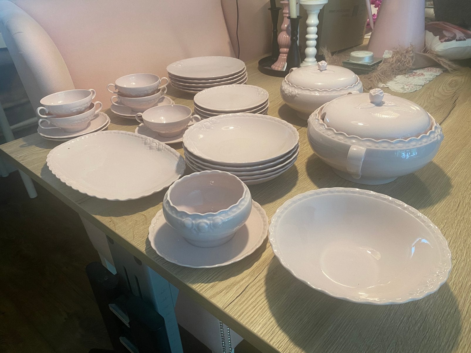 Oud roze 30- delig servies van Hutschenreuther, Ophalen, Overige merken, Klassiek, Zo goed als nieuw