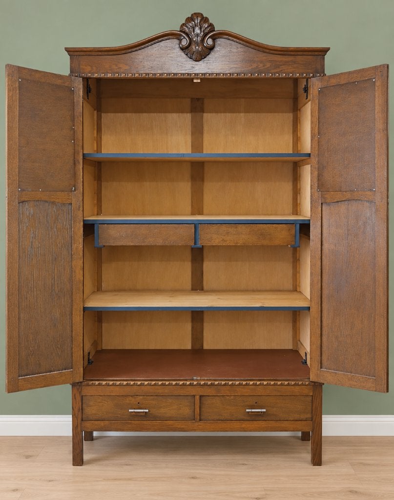 Demontabele art deco spiegeltjeskast kledingkast servieskast, Art-deco antiek vintage, 100 tot 150 cm, 200 cm of meer, Met lade(s)