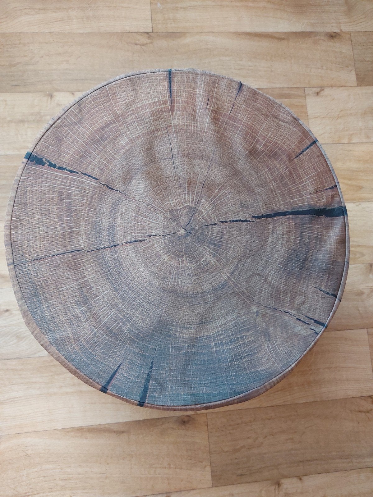 Decoratieve Hocker/Poef met Houtnerf Design - 45x46cm, Ophalen