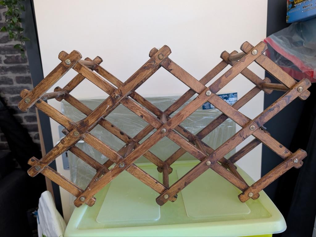 Houten wijnrek - Opvouwbaar en ruimtebesparend, Ophalen, Gebruikt, 5 tot 15 flessen, Minder dan 50 cm
