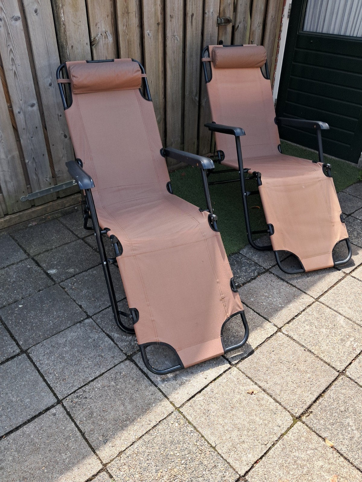 2 tuinstoelen / strandstoelen., Tuin en Terras, Ophalen, Gebruikt, Kunststof, Inklapbaar