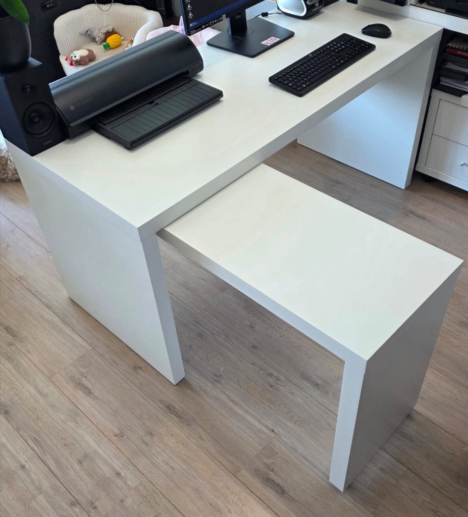 IKEA Malm bureau met uittrekbaar blad, Overige stijlen, Overige typen, 65 cm, Kabelgoot