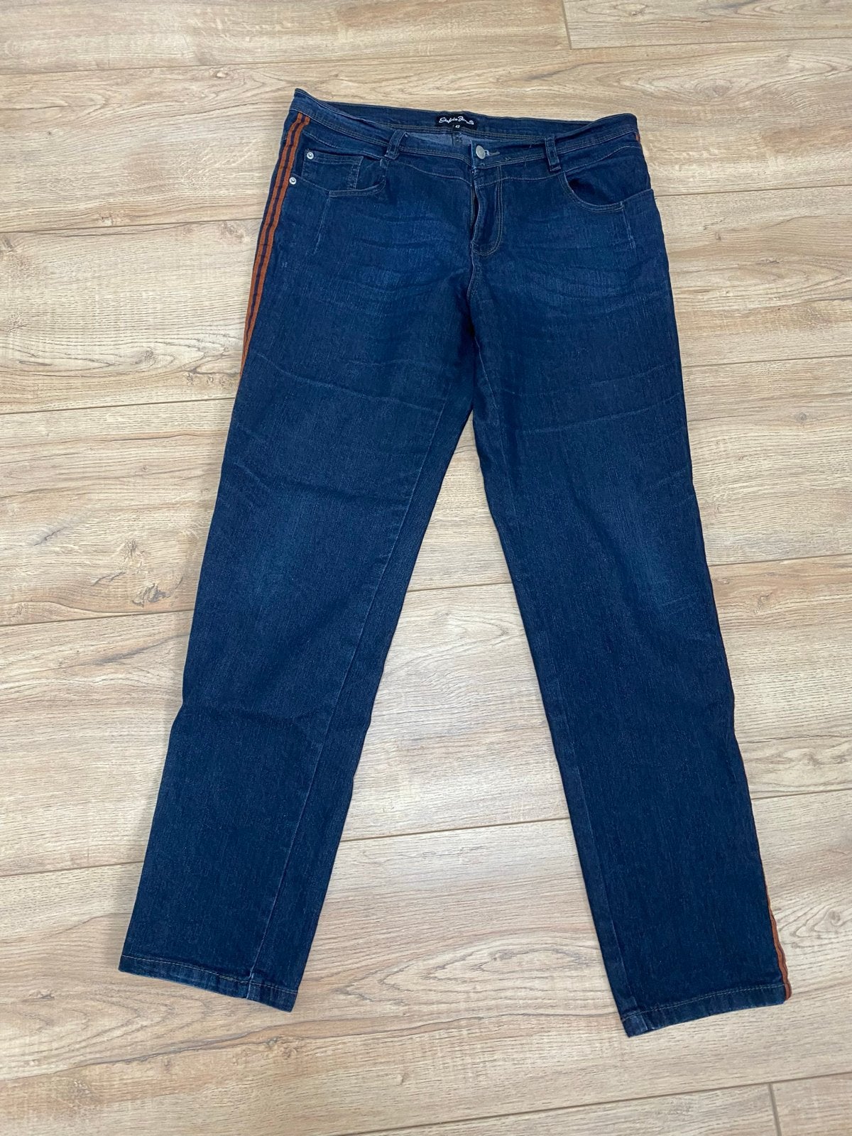 Gafair Jeans spijkerbroek maat 42 met zijstreep, Verzenden, Gedragen, Blauw, W33 - W36 (confectie 42/44)