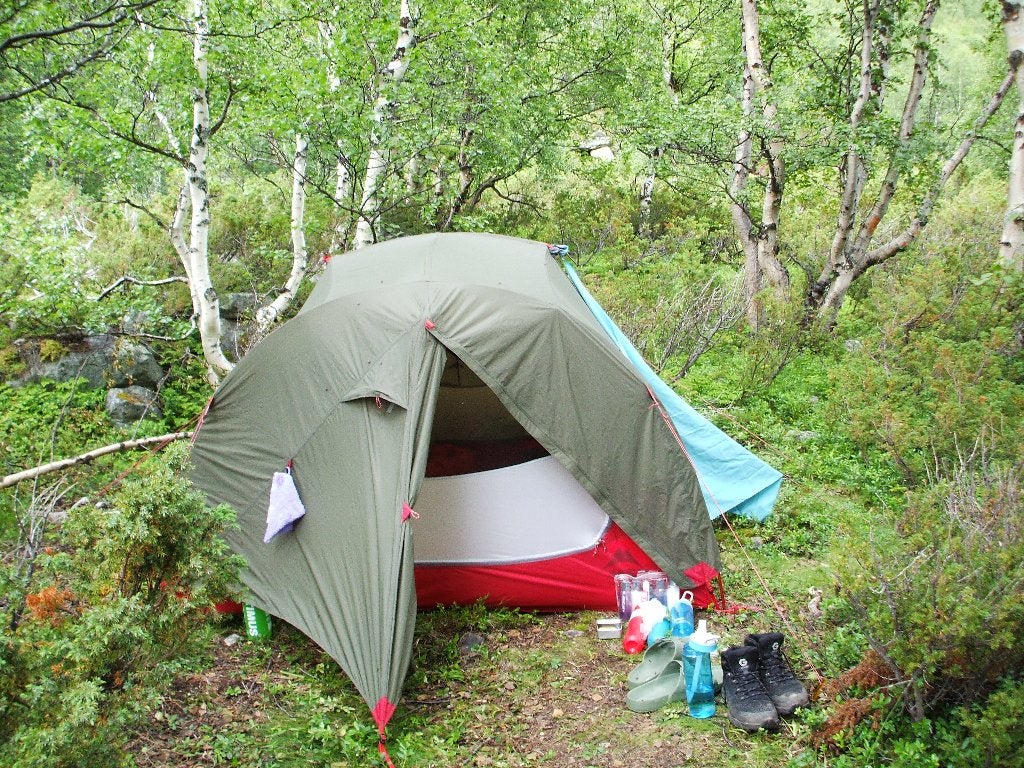 MSR Mutha Hubba NX Green 3 persoons tent, Ophalen, Zo goed als nieuw, Tot en met 3
