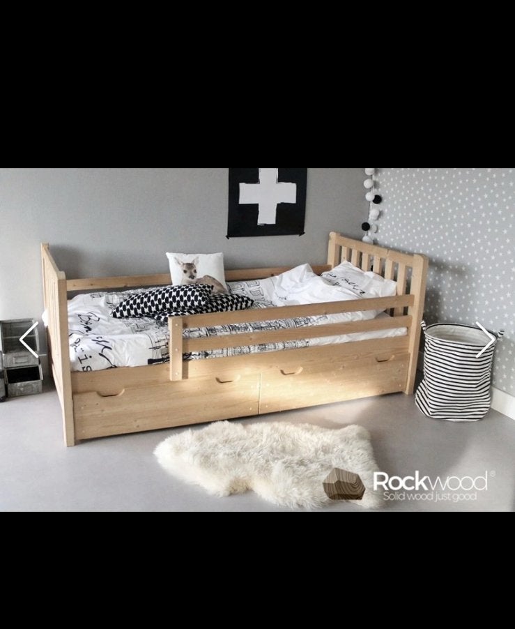 Houten peuterbed Rockwood Tim 70x150cm, valbeveiliging, Kinderen en Baby's, Kinderkamer | Bedden, Ophalen, Gebruikt, 70 tot 85 cm