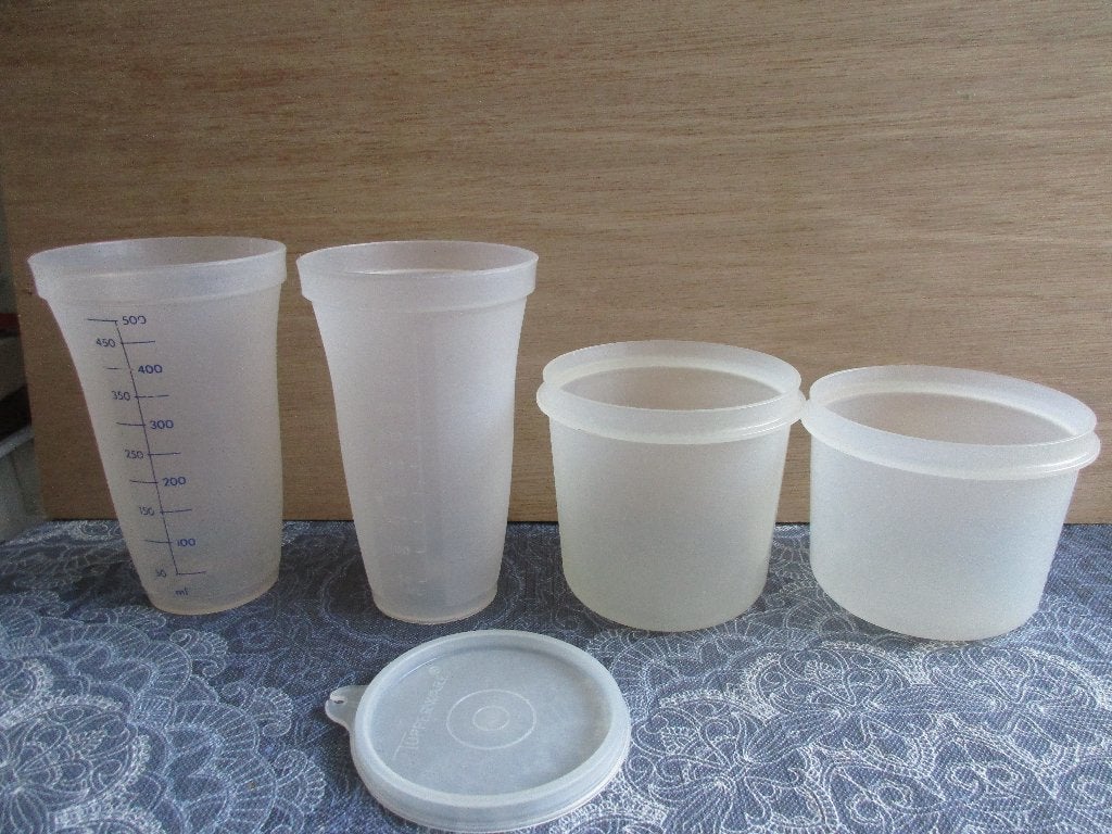 5 tupperware onderdeel quickshaker / ruimtespaarder / deksel, Huis en Inrichting, Keuken | Tupperware, Ophalen of Verzenden, Gebruikt