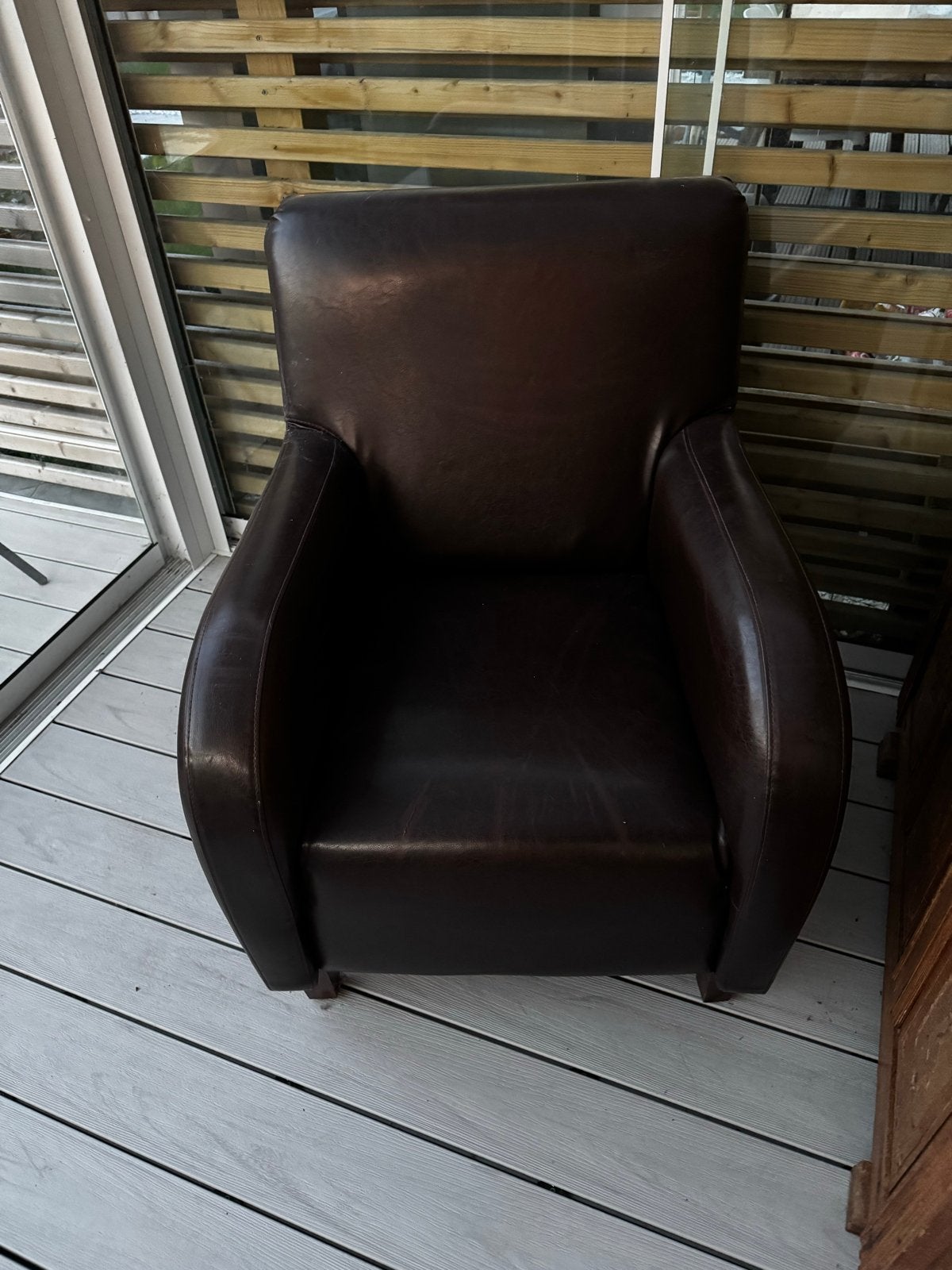 Comfortabele bruine leren fauteuil, Ophalen, Gebruikt, Bruin, Leer