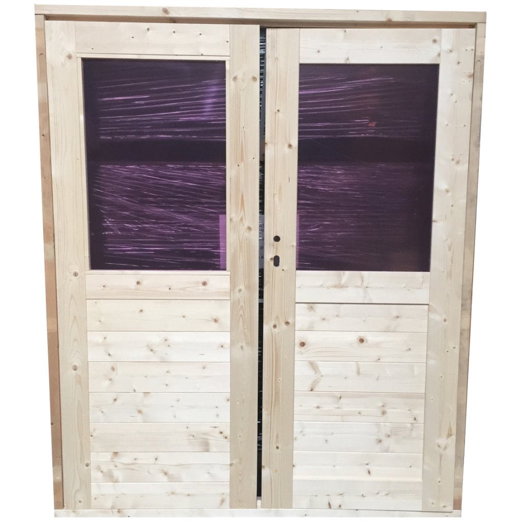 blokhut | tuinhuis | tuinhuisje | buitendeur | houten deuren, 200 tot 400 cm, Blokhut, Nieuw, 2 ramen