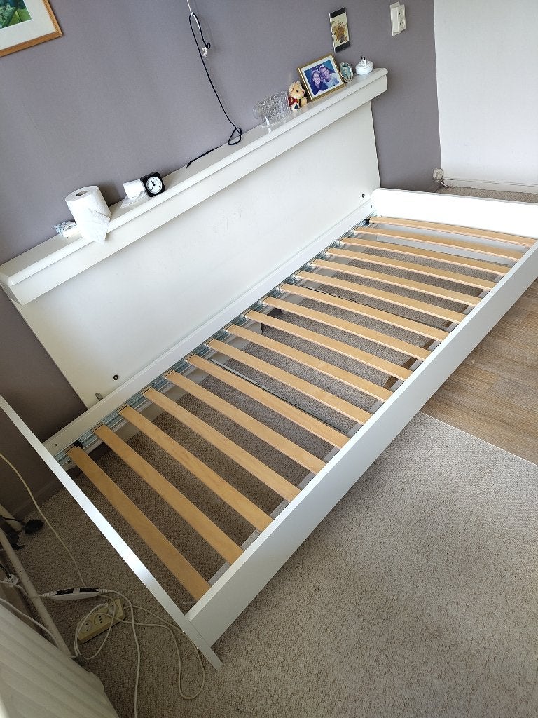 bed, Huis en Inrichting, 90 cm, Eenpersoons, Wit, Zo goed als nieuw