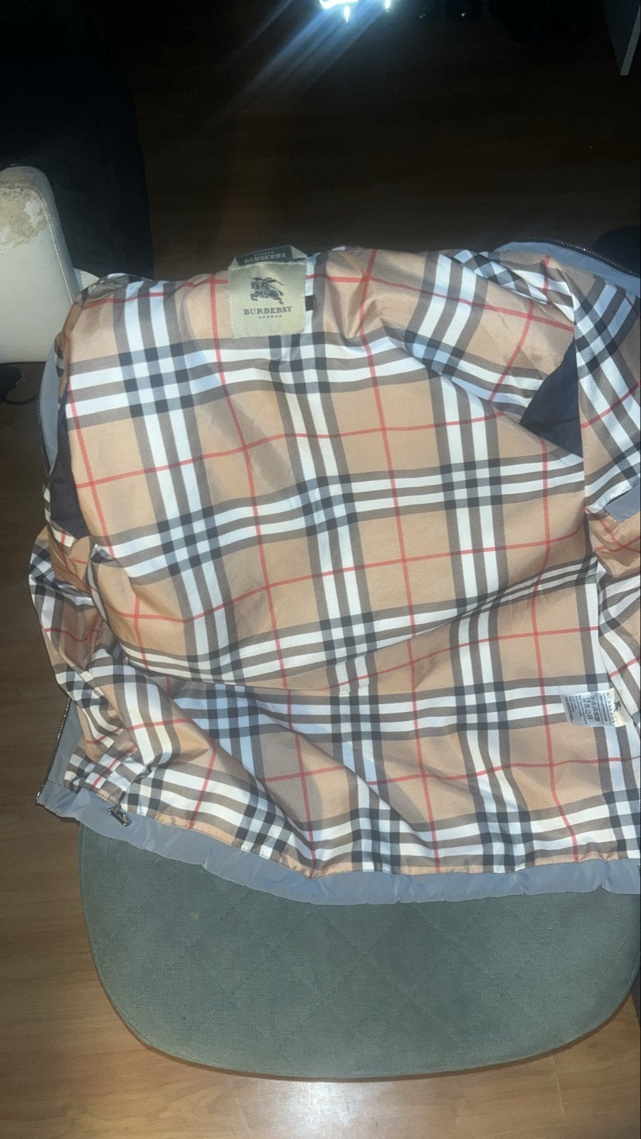 Burberry jas met iconisch ruitpatroon, Ophalen, Zo goed als nieuw, Maat 52/54 (L), Grijs