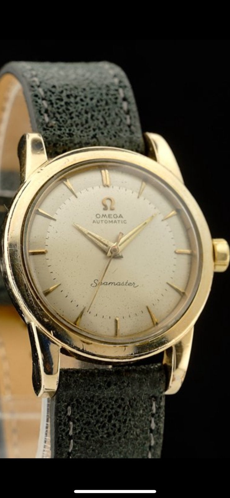 Omega Seamaster Automatic 14k Gold Cap Vintage 1950's, Met bandje, Polshorloge, 1930 tot 1960, Ophalen of Verzenden