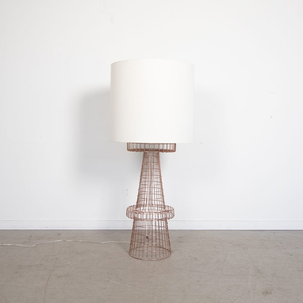 Pols Potten Vloerlamp Koper/Wit Metaal Ø53 cm, Niet ingevuld, 100 tot 150 cm, Niet ingevuld, Zo goed als nieuw