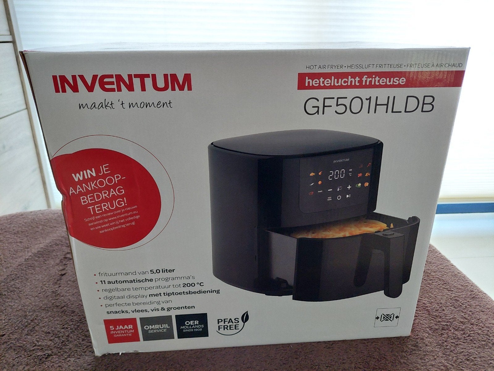 Nieuwe inventum hetelucht friteuse 5 liter, Ophalen, Nieuw, Airfryer, 1500 gram of meer
