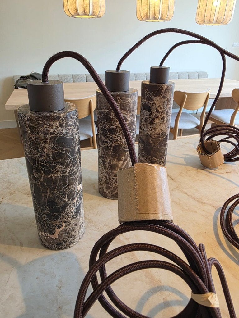 3x NIEUW it's about RoMi Tivoli hanglamp bruin Ø12 cm. €70ps, Ophalen of Verzenden, Nieuw, Steen/keramiek, GU10
