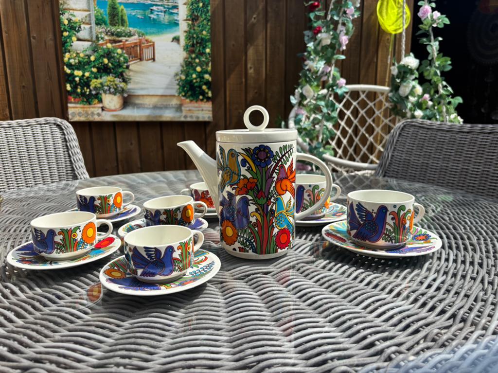 5 kleine koffie kopjes servies Acapulco, Ophalen of Verzenden