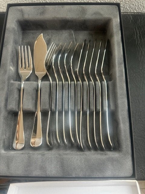 Keltum visbestek 12-delig (6 personen) – in originele doos, Antiek en Kunst, Ophalen of Verzenden