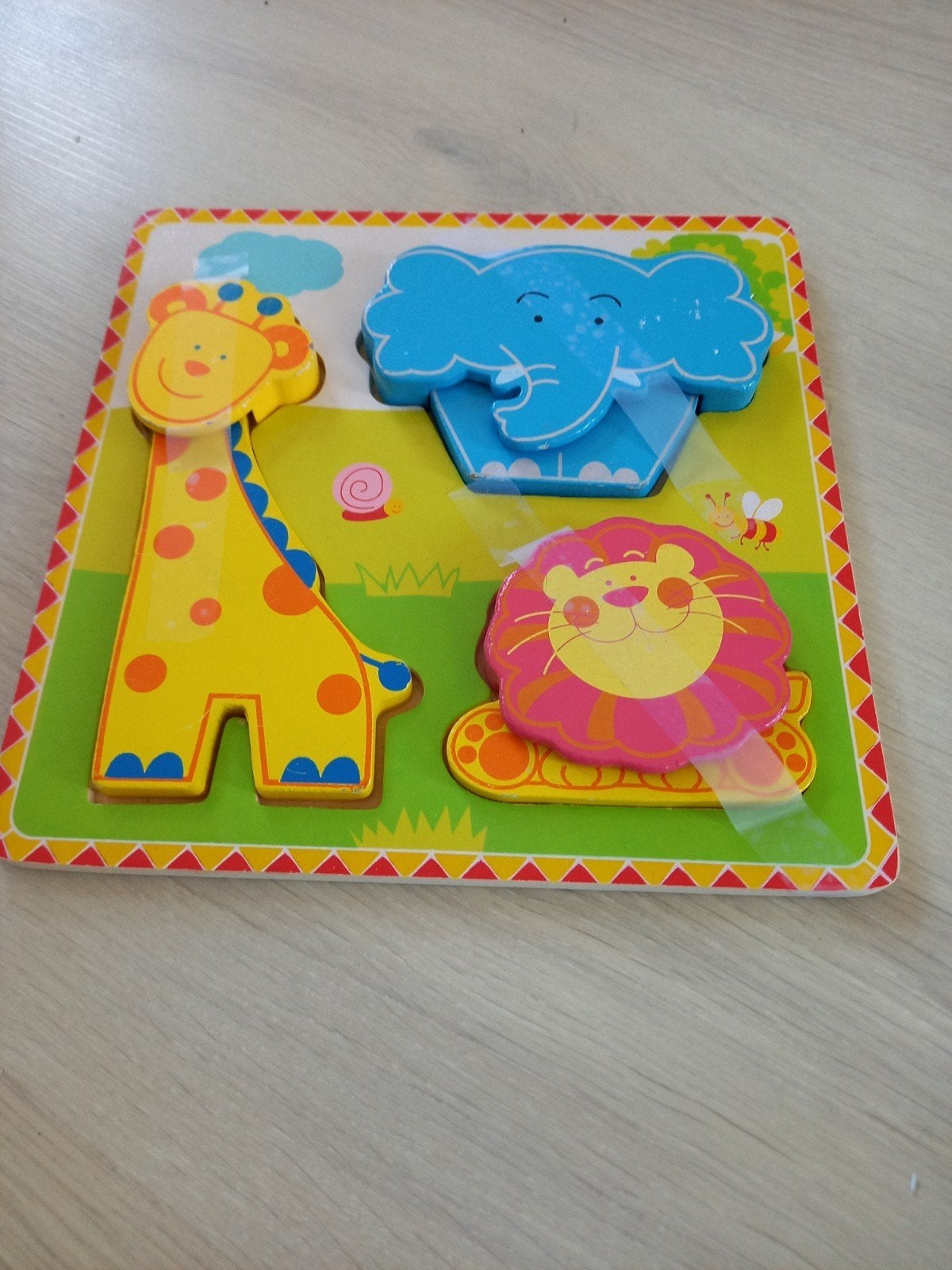 Houten Dieren Puzzel voor Peuters - Giraffe, Olifant, Leeuw, Ophalen of Verzenden