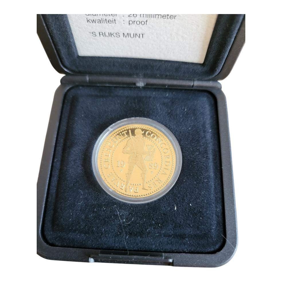 Nederland Gouden Dubbele Dukaat 1989 in cassette, Ophalen of Verzenden, Goud