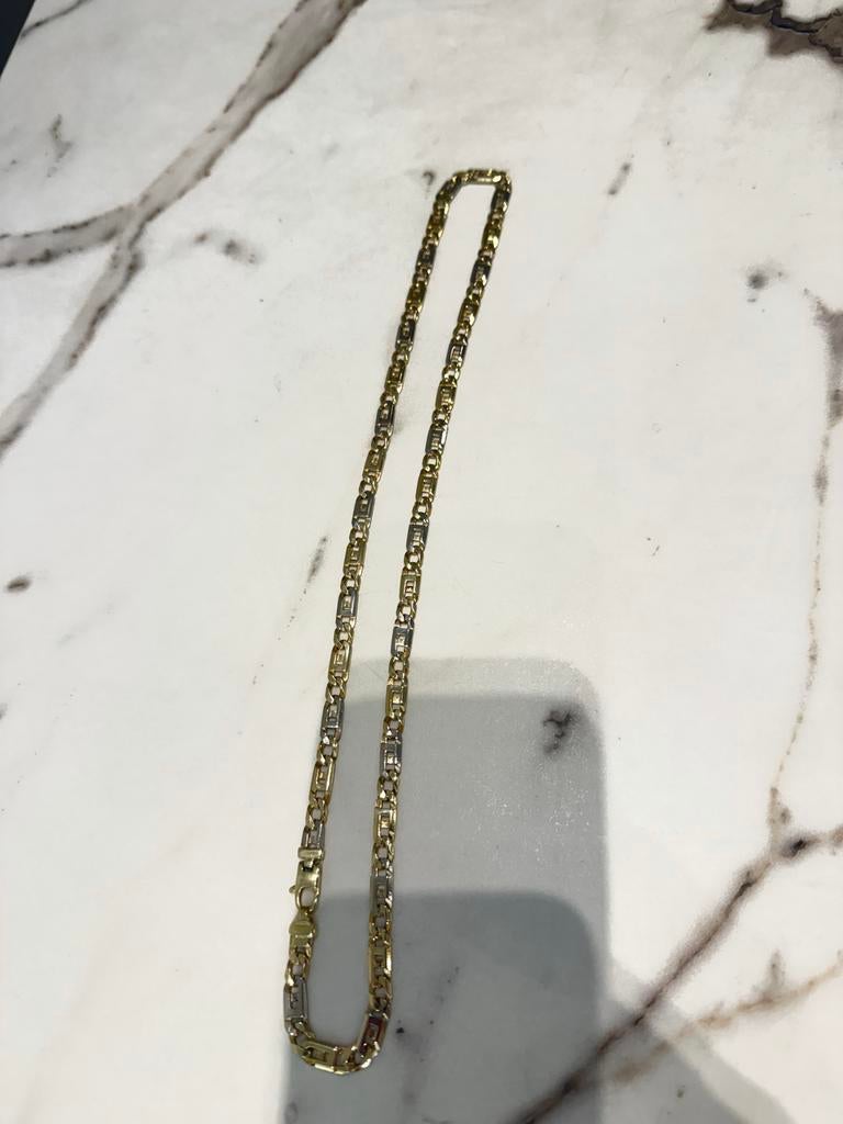 Rolex Schakelketting Wit-Geel Goud 14k - 65 cm, 58,5 gram, Wit, Nieuw, Ophalen of Verzenden, Goud