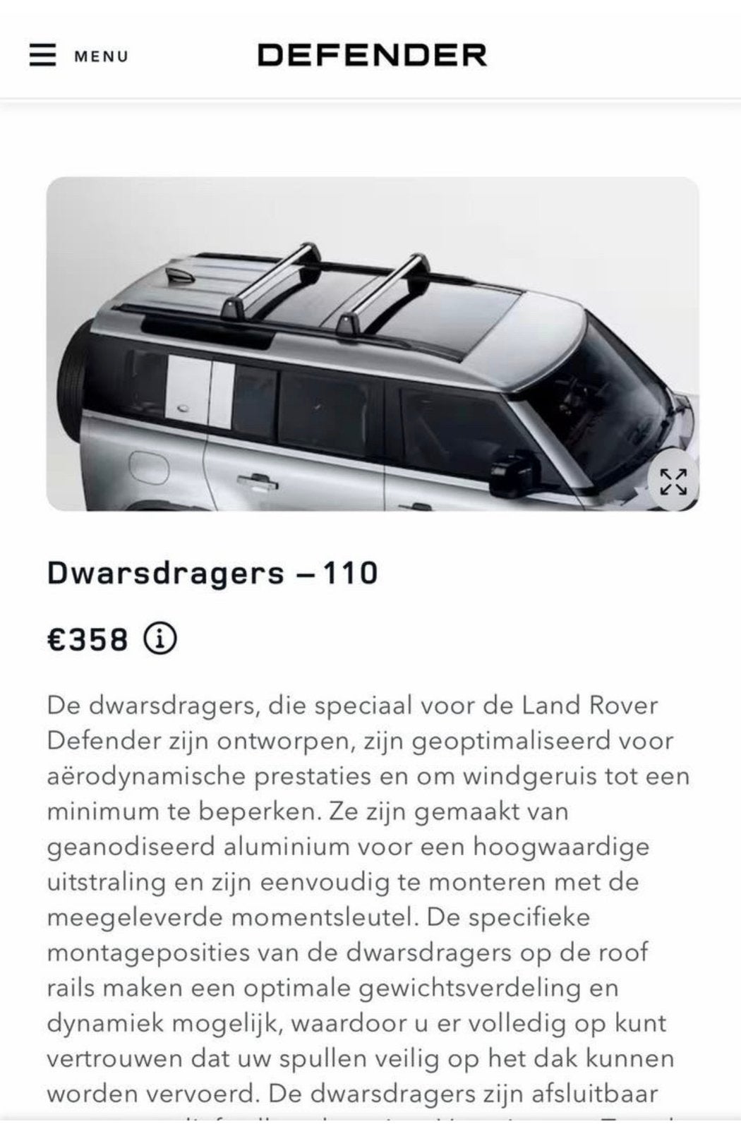 Dwarsdragers en ski-snowboarddrager - Land Rover Defender, Ophalen, Zo goed als nieuw