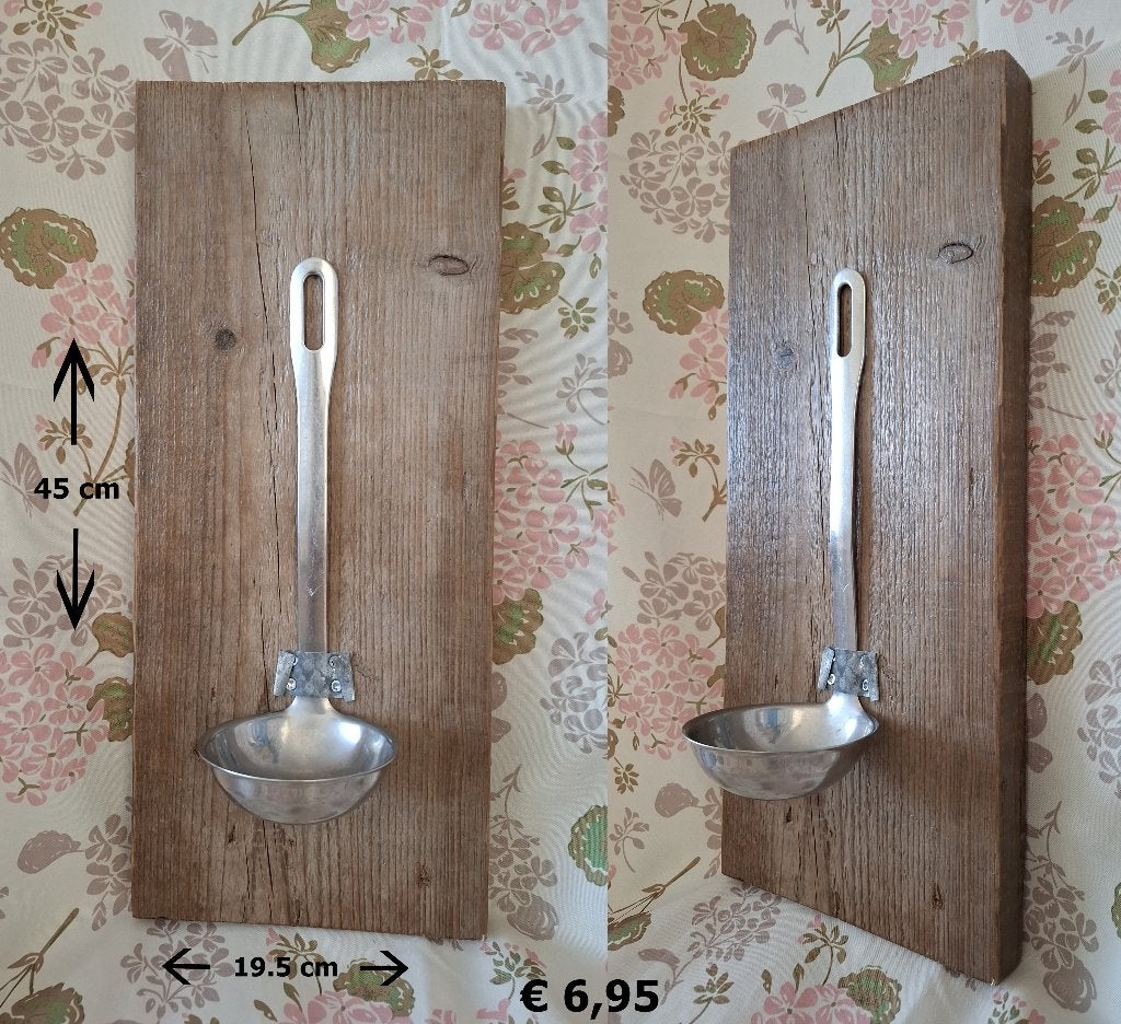 Decoratieve lepel op houten plank - Vintage stijl, Gebruikt, Bruin, Overige merken, Overige typen