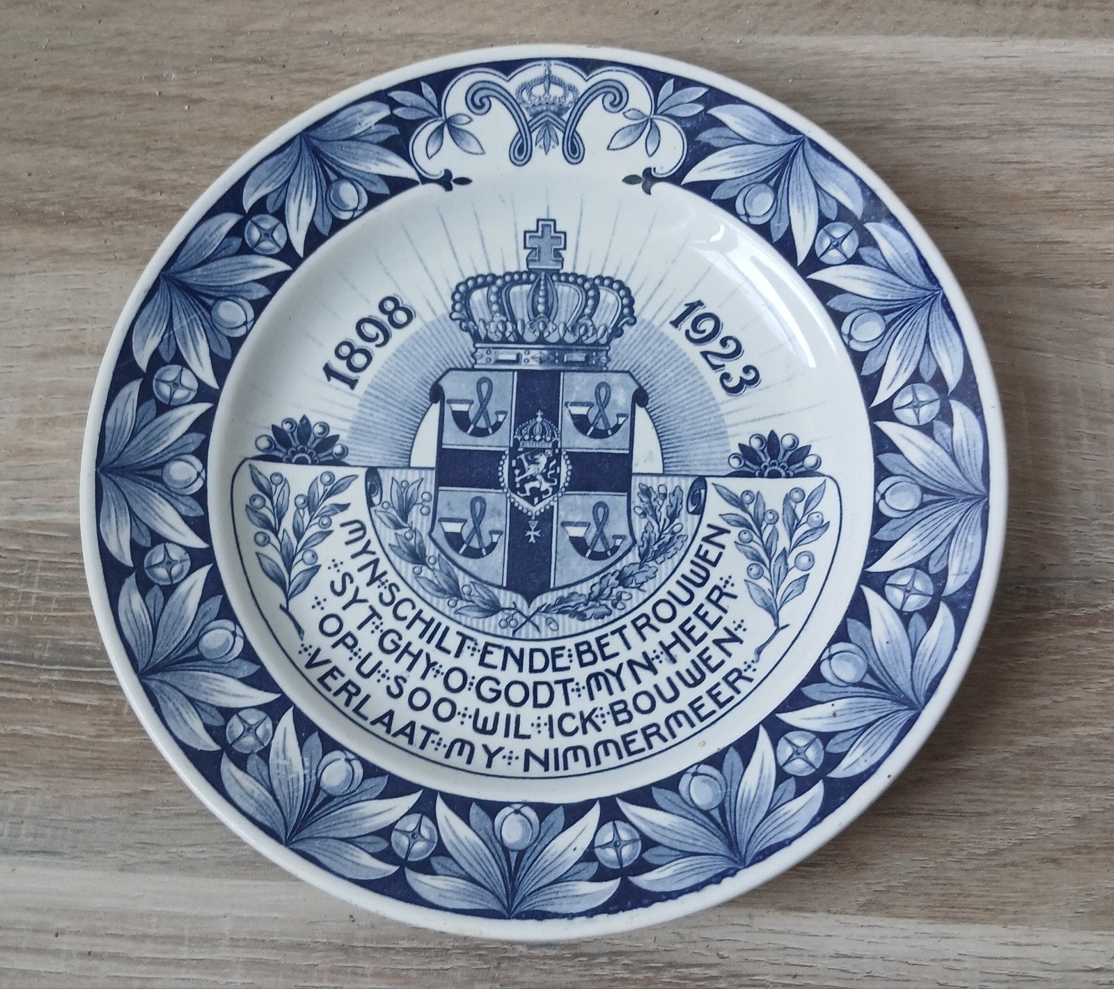 Antiek Delfts Blauw  Herdenkingsbord 1923 Petrus Regout, Ophalen of Verzenden