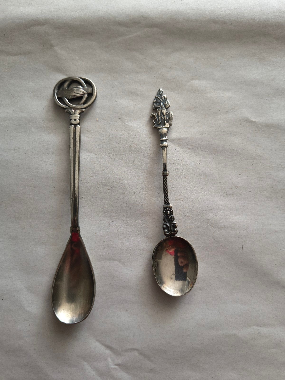 Set van 2 antieke zilveren lepels, decoratief, Ophalen of Verzenden