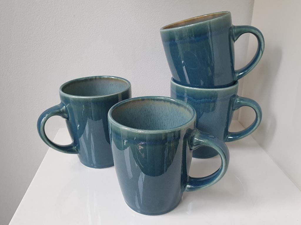 4 mokken uit Xenos Serviesset - reactive glaze - blauw, Huis en Inrichting, Keuken | Servies, Verzenden, Nieuw, Overige stijlen