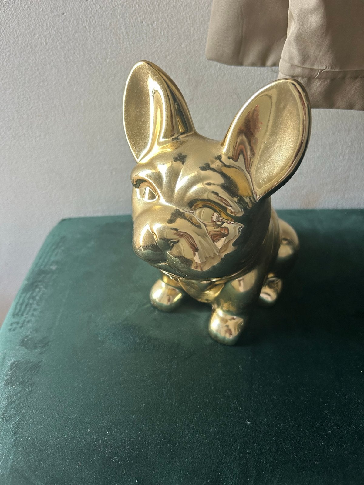 Gouden Franse Bulldog Spaarpot - Decoratief en Uniek, Ophalen of Verzenden, Zo goed als nieuw, Goud, Modern