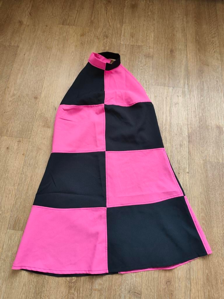Roze met Zwarte Carnaval Jurk met Pet - Maat 40-42, Maat 38/40 (M), Carnaval, Ophalen of Verzenden, Kleding