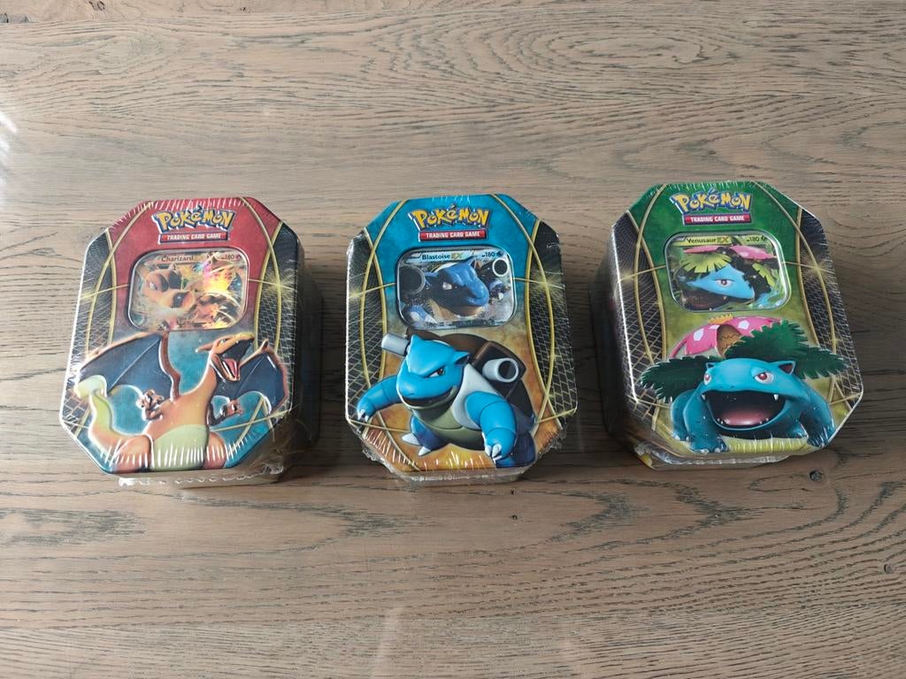 Pokemon EX tins Charizard, Blastoise en Venusaur 2014 sealed, Ophalen of Verzenden, Nieuw, Boosterbox, Foil