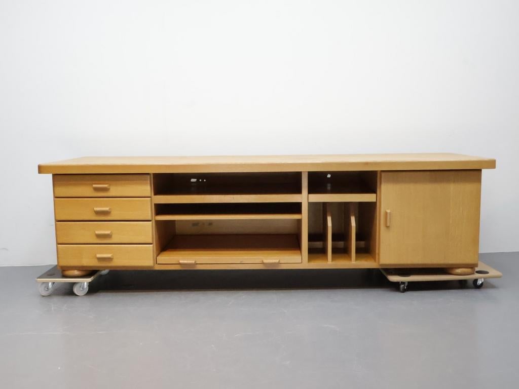 Groot vintage dressoir | Blond eiken | Audio meubel, Ophalen, Gebruikt, Met deur(en), .
