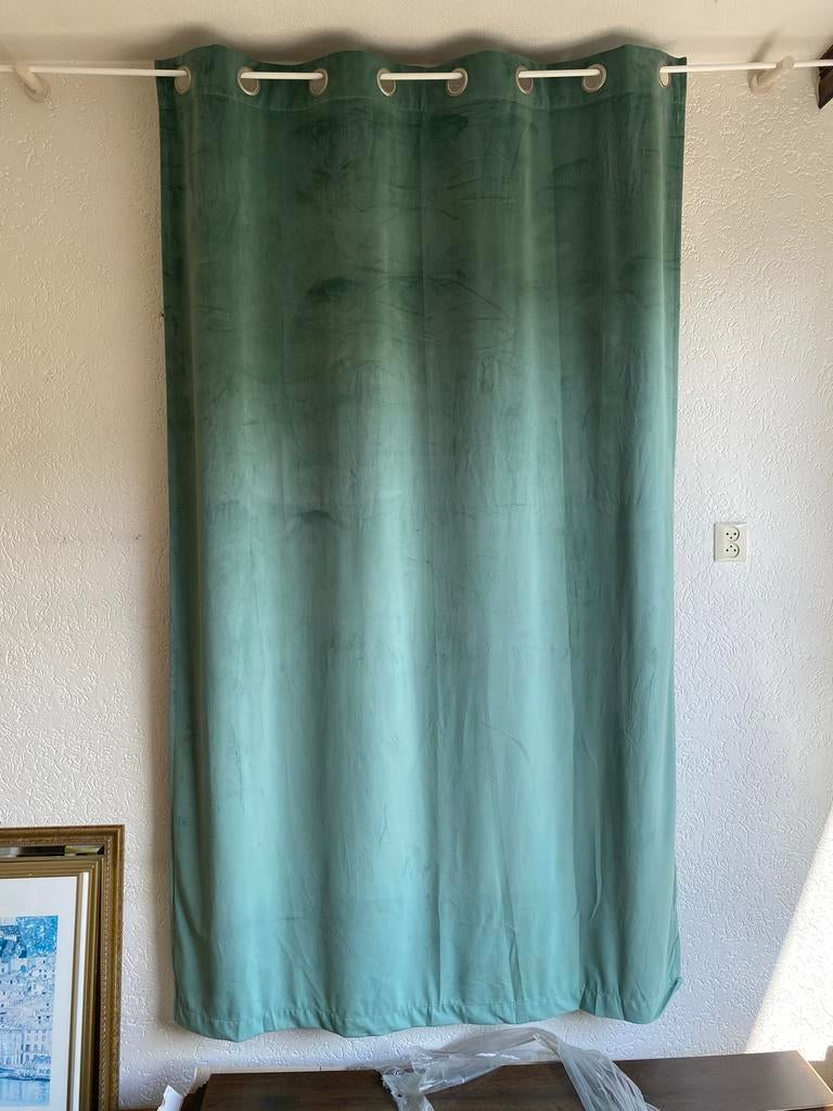 Velvet gordijn blauw los 220 - 100 cm groen fluweel deco, Ophalen, 100 tot 150 cm, Zo goed als nieuw, 200 cm of meer