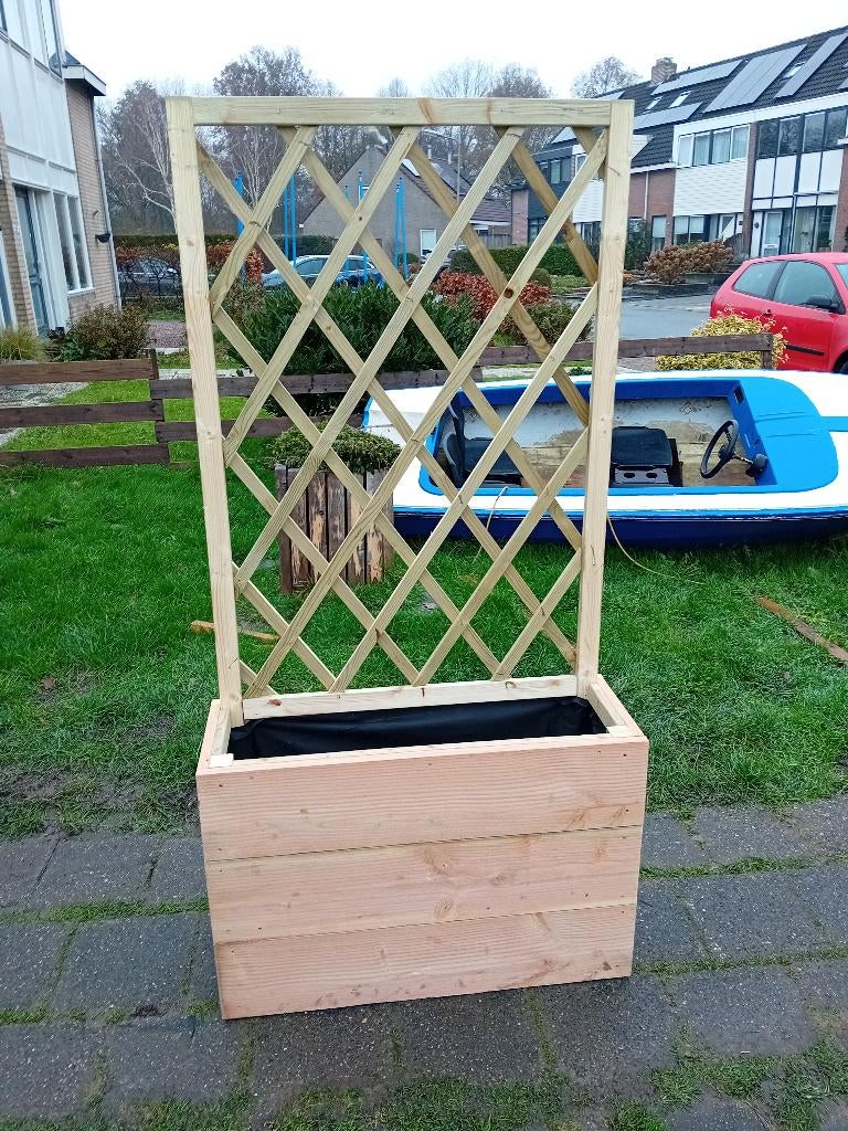 plantenbak met klimplantenrek, Nieuw, Ophalen of Verzenden, 60 tot 100 cm, Rechthoekig