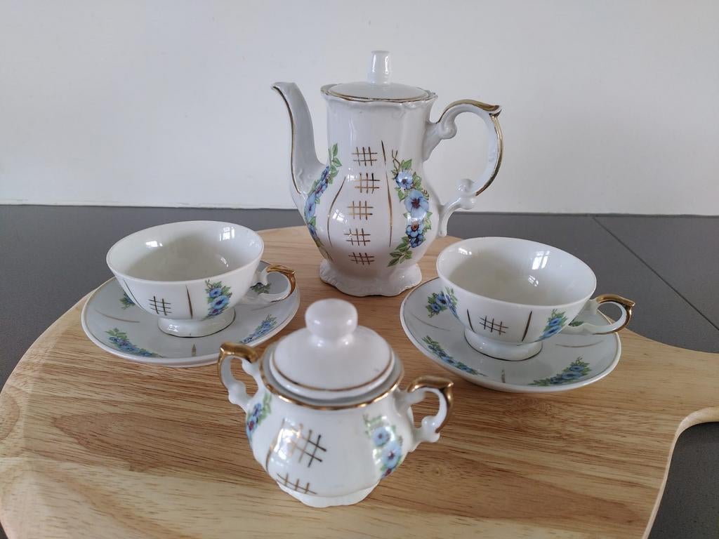 Vintage poppenserviesje gebloemd. WD-18., Ophalen of Verzenden