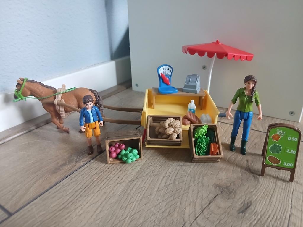 Schleich Boerenmarkt Kar met Boekje BIEDEN, Ophalen of Verzenden