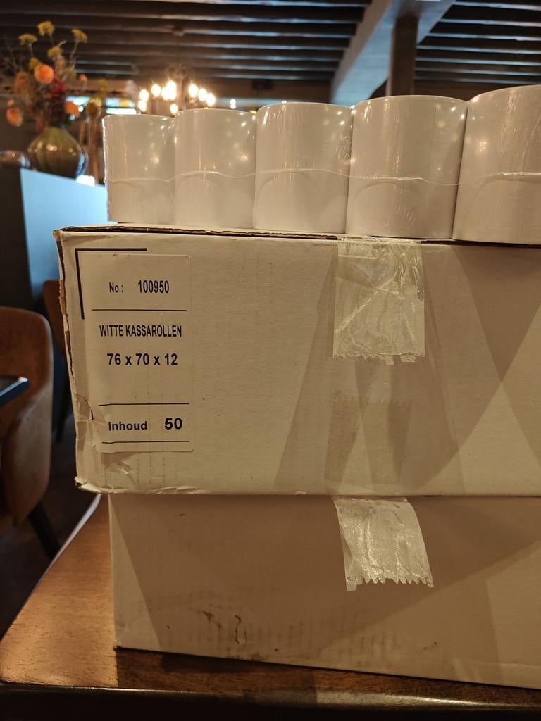 Witte Kassarollen 76x70x12 - 50 stuks, Zakelijke goederen, Kantoor en Winkelinrichting | Kassa's en Betaalsystemen, Ophalen of Verzenden