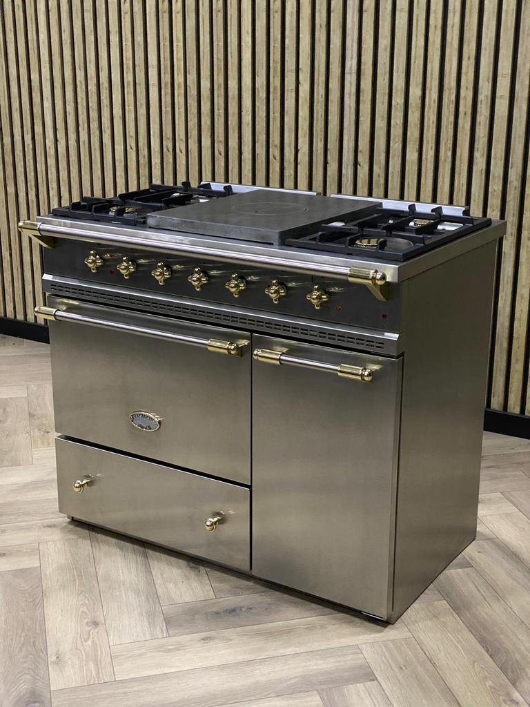 Luxe Lacanche Fornuis Gas 100cm + Coup de Feu + Warmhoudkast, Ophalen of Verzenden, Zo goed als nieuw, Vrijstaand, 5 kookzones of meer
